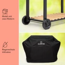 Aberdeen Double Holzkohlegrill Smoker Thermometer 2 Seitentische Mobil -Outdoor Grills Verkaufsgeschäft 10040293 de 0008 usp