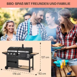 Aberdeen Kombi-Grill Gas Kohle Smoker Thermometer 2 Seitentische Mobil -Outdoor Grills Verkaufsgeschäft 10040294 de 0007 usp
