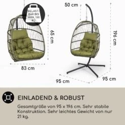 Biarritz Individuelle Hängesessel PE Aluminium Polyrattan 130 Kg -Outdoor Grills Verkaufsgeschäft 10040300 de 0004 usp