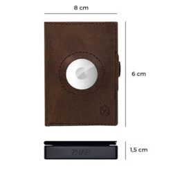 ZNAP Airtag Wallet 8 Karten Münzfach 9x1,5x6 Cm (BxHxT) RFID-Schutz -Outdoor Grills Verkaufsgeschäft 10040311 yy 0009 dimensions