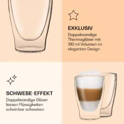 DUOS Doppelwandiges Glas | Thermoglas | 310 Ml | Trinkglas | Espressoglas, Teeglas, Shotglas | Für Heiße Und Kalte Getränke | Borosilikatglas| Hitze- Und Kältebeständig | Handgemacht | Spülmaschinenfest | Schwebe-Effekt -Outdoor Grills Verkaufsgeschäft 10040364 de 0006 logo