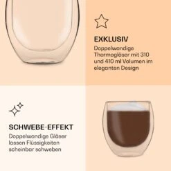 DUOS Jumbo Doppelwandiges Glas | Thermoglas | 2 X 310 Ml & 410 Ml | Trinkglas | Espressoglas, Teeglas, Shotglas | Für Heiße Und Kalte Getränke | Borosilikatglas| Hitze- Und Kältebeständig | Handgemacht | Spülmaschinenfest | Schwebe-Effekt -Outdoor Grills Verkaufsgeschäft 10040369 de 0005 logo