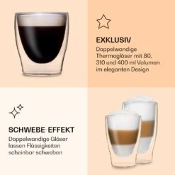 DUOS Doppelwandiges Glas | Thermoglas | 2 X 80, 310, 400 Ml | Trinkglas | Espressoglas, Teeglas, Shotglas | Für Heiße Und Kalte Getränke | Borosilikatglas| Hitze- Und Kältebeständig | Handgemacht | Spülmaschinenfest | Schwebe-Effekt -Outdoor Grills Verkaufsgeschäft 10040376 de 0005 logo