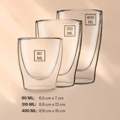 DUOS Doppelwandiges Glas | Thermoglas | 2 X 80, 310, 400 Ml | Trinkglas | Espressoglas, Teeglas, Shotglas | Für Heiße Und Kalte Getränke | Borosilikatglas| Hitze- Und Kältebeständig | Handgemacht | Spülmaschinenfest | Schwebe-Effekt -Outdoor Grills Verkaufsgeschäft 10040376 yy 0006 logo