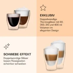 DUOS Doppelwandiges Glas | Thermoglas | 80, 200, 310, 400 Ml | Trinkglas | Espressoglas, Teeglas, Shotglas | Für Heiße Und Kalte Getränke | Borosilikatglas| Hitze- Und Kältebeständig | Handgemacht | Spülmaschinenfest | Schwebe-Effekt -Outdoor Grills Verkaufsgeschäft 10040377 de 0005 logo