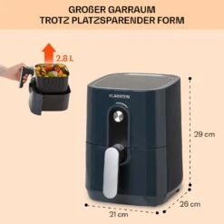 Crisp-Pro Heißluftfritteuse Air Fryer 1400W 2,8 Ltr Timer Edelstahl -Outdoor Grills Verkaufsgeschäft 10040698 de 0006 usp