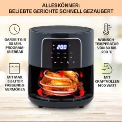 Crisp-Pro Heißluftfritteuse Air Fryer 1400W 3,5 Ltr 8 Programme Timer -Outdoor Grills Verkaufsgeschäft 10040701 de 0002 logo