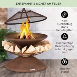 Aguilera Feuerschale Mit Grill Ø 65 Cm Holzlager Stahl -Outdoor Grills Verkaufsgeschäft 10041127 de 0003 usp