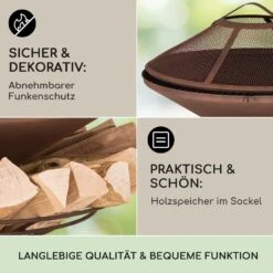 Aguilera Feuerschale Mit Grill Ø 65 Cm Holzlager Stahl -Outdoor Grills Verkaufsgeschäft 10041127 de 0004 usp