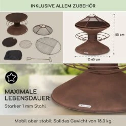 Aguilera Feuerschale Mit Grill Ø 65 Cm Holzlager Stahl -Outdoor Grills Verkaufsgeschäft 10041127 de 0005 usp