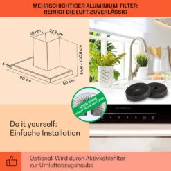 Alinea 90 Dunstabzugshaube 90cm Wandhaube WiFi A++ 500m³/h Touch -Outdoor Grills Verkaufsgeschäft 10041172 de 0005 usp