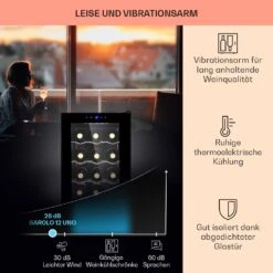 Barolo 12 Uno Weinkühlschrank 37 Ltr 12 Flaschen 11-18°C SingleZone -Outdoor Grills Verkaufsgeschäft 10041205 de 0004 usp