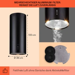 Bolea Inselabzugshaube Ø38cm Ab-/Umluft 600m³/h LED Inkl. Aktivkohlefilter -Outdoor Grills Verkaufsgeschäft 10041223 de 0005 usp