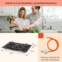Firetale Gaskochfeld 5-flammig 70 Cm Aluminium-Brenner Inkl. Schlauch Und Druckminderer -Outdoor Grills Verkaufsgeschäft 10041300 de 0006 usp