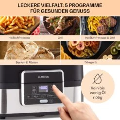 Combo Air Grill-Heißluftfritteuse 5 Programme 1500 Watt 4,5 L Grillkorb 2,5 L Frittierkorb -Outdoor Grills Verkaufsgeschäft 10041330 de 0003 usp