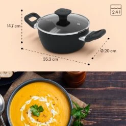 Noto Endurance Kochtopf Ø20cm Geschmiedetes Aluminium Deckel Induktion PTFE-Antihaftbeschichtung -Outdoor Grills Verkaufsgeschäft 10045006 yy 0009 dimensions