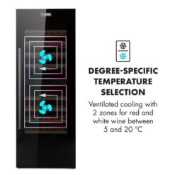 Barossa 77 Duo Weinkühlschrank-Set 2 Zonen 191L/77Fl. Weinglasregal -Outdoor Grills Verkaufsgeschäft 60002418 yy 0006 logo Klarstein Barossa 77 Duo Weinkuehlschrank schwarz